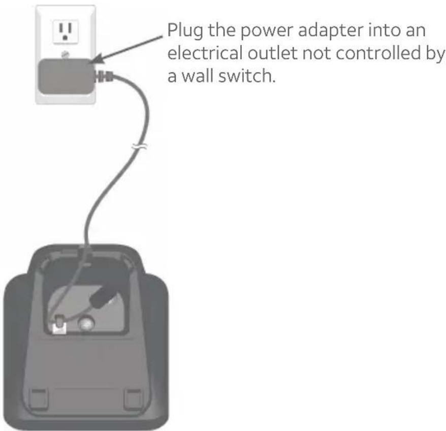 Plug the power adapter into an electrical outlet not controlled by a wall switch.