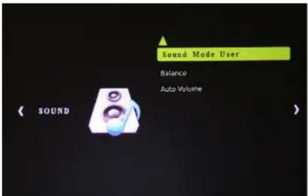 Sound Mode User Balance Auto Volume < SOUND >
