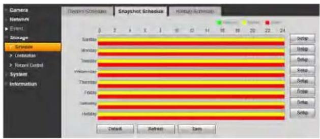 Camera Network Event Storage Schedule Constellation Record Control System Information Recovery Schedule Snapshot Schedule History Schedule 0 2 4 X 6 8 10 12 14 16 18 20 22 24 Tennis Monday Tuesday Wednesday Thursday Friday Saturday Holiday Setup Setup Setup Setup Setup Setup Setup Setup Setup Default Refresh Temp