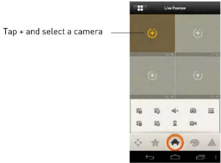 Tap + and select a camera Live Preview