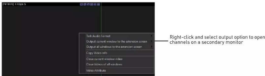 [Pir MV5] © Kape 5 Talk Audio Format Output current window to the extension screen Output all windows to the extension screen Copy Video info Close current window video Close Videos of all windows Video Attribute Right-click and select output option to open channels on a secondary monitor