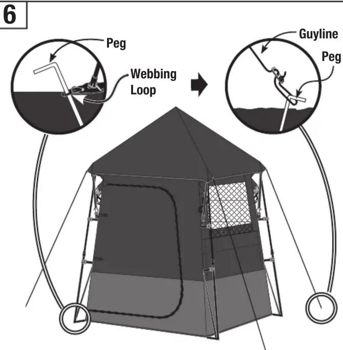 6 Peg Webbing Loop Guyline Peg