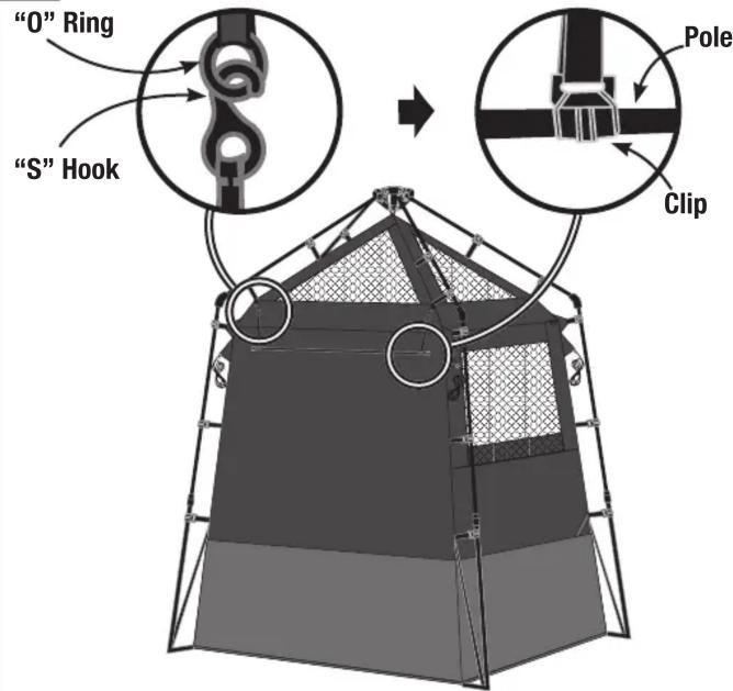 "O" Ring "S" Hook Pole Clip