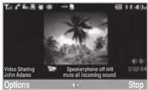Video Sharing John Adams Speakerphone off will mute all incoming sound Options Stop