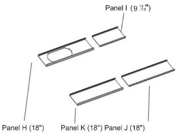 Panel I (9 11/16") Panel H (18") Panel K (18") Panel J (18")