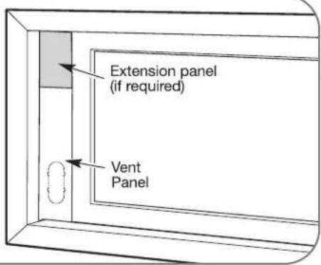 Extension panel (if required) Vent Panel
