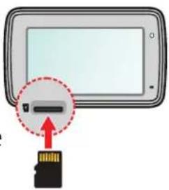 Diagram showing a device with an inserted card and a red arrow pointing to it, indicating a process or operation.