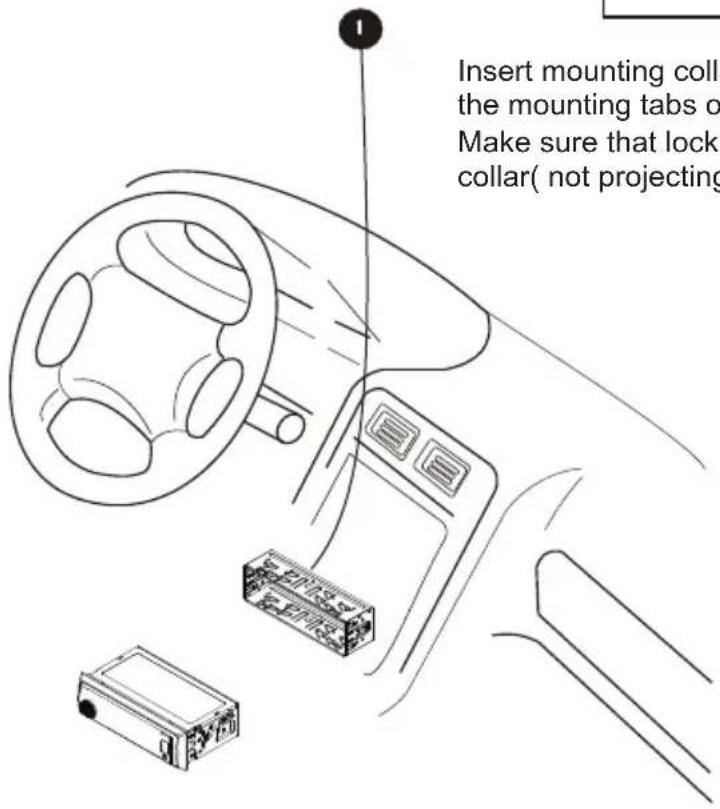 Insert mounting colla the mounting tabs o Make sure that lock collar( not projecting