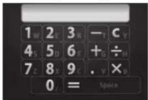 1 W 2 E 3 R - T C V 4 S 5 D 6 S + G ÷ H 7 Z 8 X 9 . Y X B 0 = Space