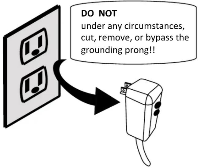 DO NOT under any circumstances, cut, remove, or bypass the grounding prong!!