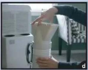 Person handling a white plastic funnel outdoors, with an air conditioner unit in the background (no visible text or symbols)