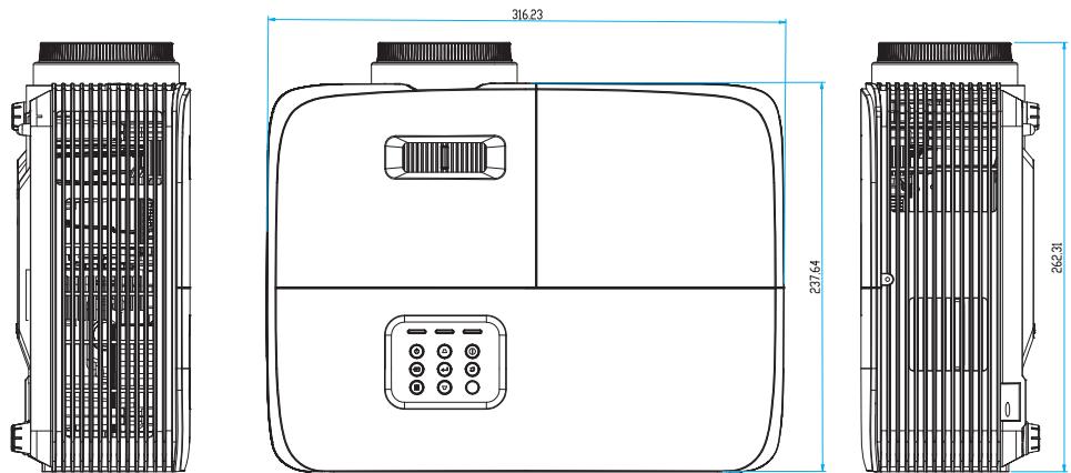 OPTOMA HD30LV - Dimensions du projecteur et installation au plafond - 2