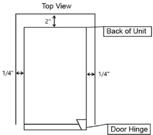 Top View 2" Back of Unit 1/4" 1/4" Door Hinge