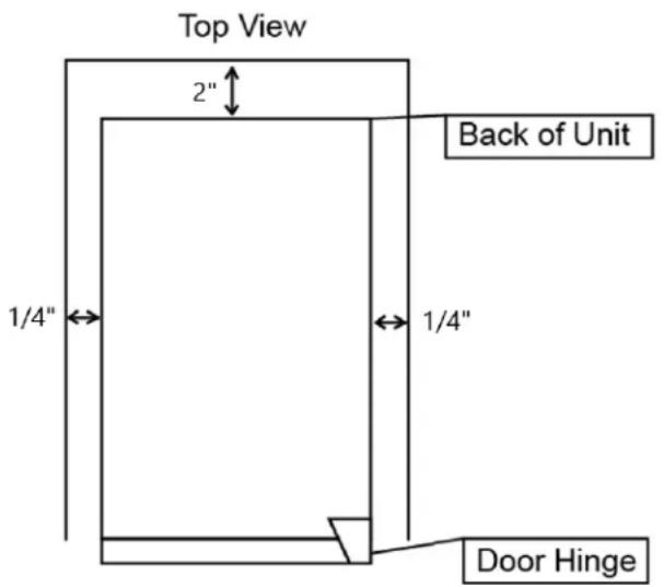 Top View 2" Back of Unit 1/4" 1/4" Door Hinge