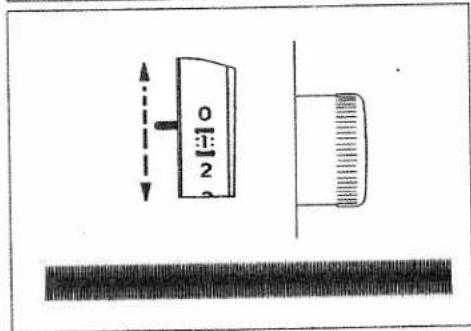 Technical diagram showing a measuring instrument with scale and pointer, alongside a textured surface below.