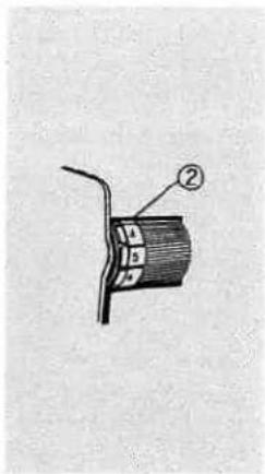 Diagram of a mechanical component with labeled parts, showing a lever and part number ②