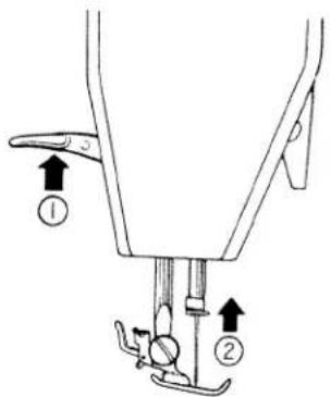 Technical diagram of a mechanical device with numbered components and directional arrows indicating assembly or movement.