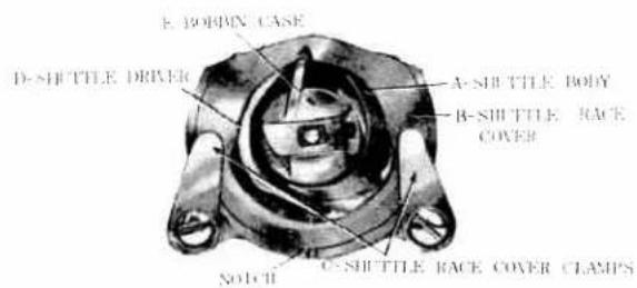 E. BORDIN CASE D-SHUTTLE DRIVER A-SHUTTLE BODY B-SHUTTLE RACE COVER C-SHUTTLE RACE COVER CLAMPS SOTCH