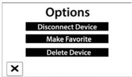 Options Disconnect Device Make Favorite Delete Device