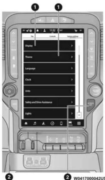 1 1 Display Therms Language Click Units Safety and Drive Assistance Lighto 2 2 W0417000042US