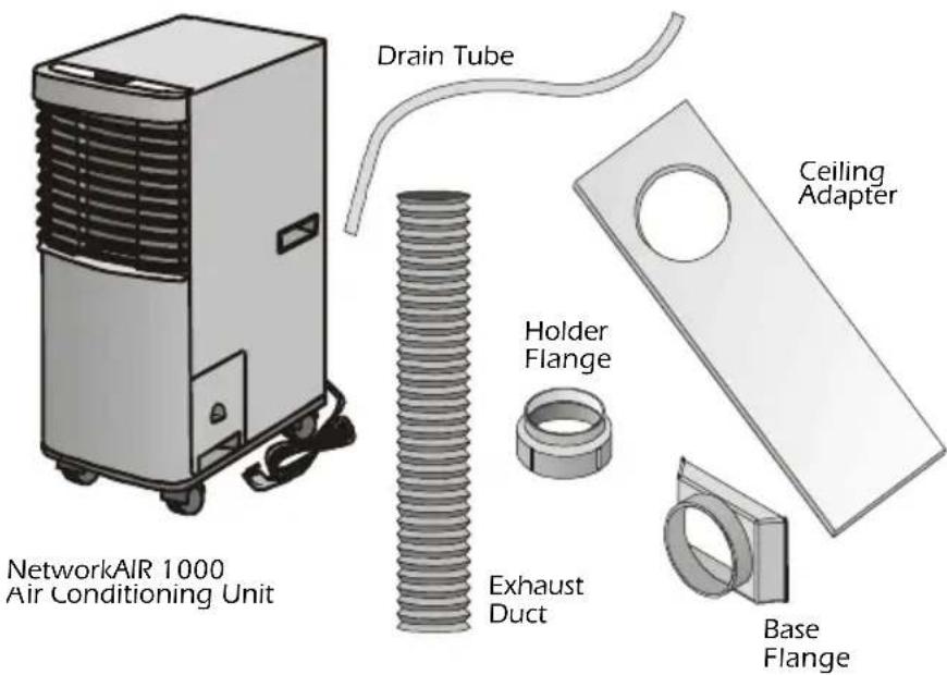NetworkAIR 1000 Air Conditioning Unit Drain Tube Holder Flange Exhaust Duct Ceiling Adapter Base Flange