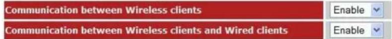 Communication between Wireless clients Enable Communication between Wireless clients and Wired clients Enable