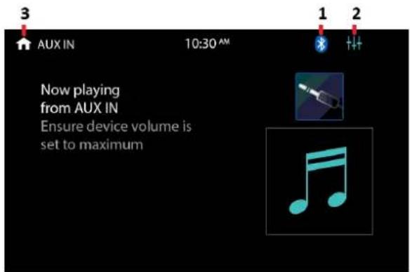 3 AUX IN 10:30 AM 1 2 Now playing from AUX IN Ensure device volume is set to maximum