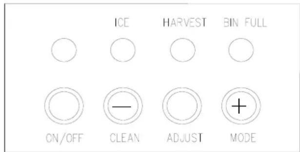ICE HARVEST BIN FULL ON/OFF CLEAN ADJUST MODE