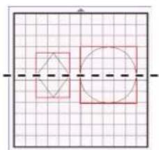 Geometric diagram with square, diamond, and circle shapes on grid background (no text or symbols)
