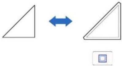 Diagram showing equivalence between two triangles, one with a blue double-headed arrow and the other with a blue square.