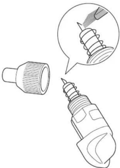 Technical line drawing of a screwdriver with a close-up view of its tip (no text or symbols present)
