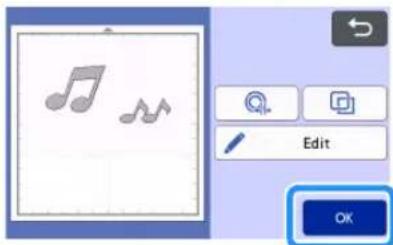 Screenshot of a music editing interface with musical notes and edit buttons