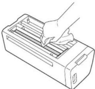 Line drawing of a hand inserting a slot into a rectangular device (no text or symbols)