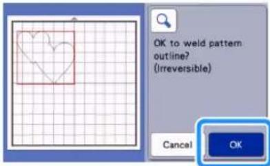 OK to weld pattern outline? (Irreversible) Cancel OK