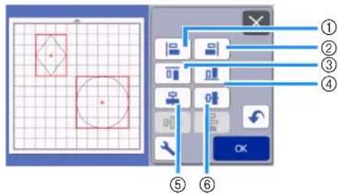 Diagram showing a grid-based layout with labeled components and numbered annotations pointing to specific icons.