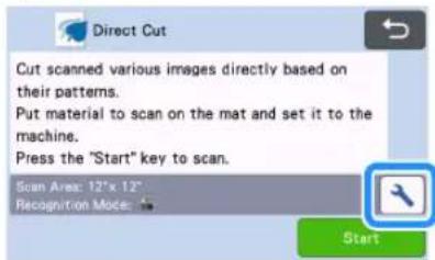 Direct Cut Cut scanned various images directly based on their patterns. Put material to scan on the mat and set it to the machine. Press the "Start" key to scan. Scan Area: 12"x 12" Recognition Mode: Start