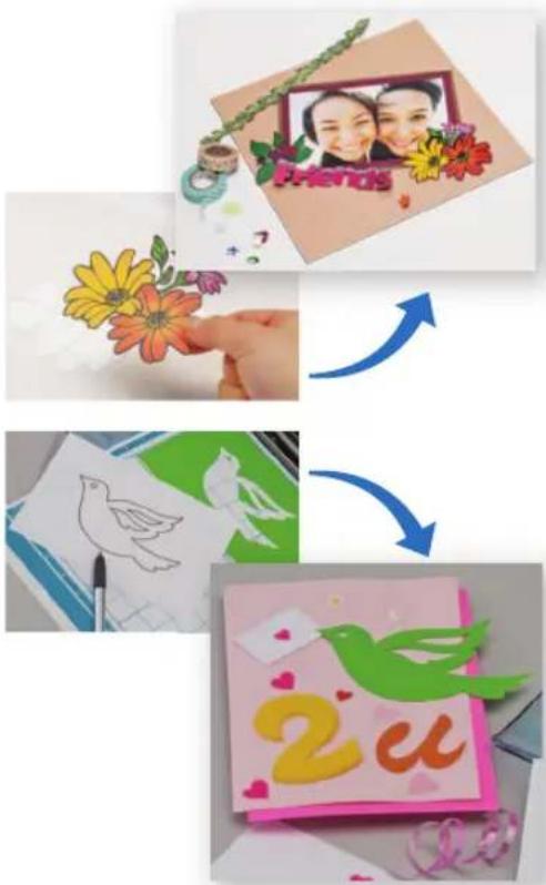 Collage of three-step art installation: drawing flowers, forming a portrait, and making a colorful '2 u' design with hearts.