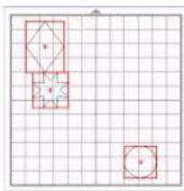 Grid-based geometric shapes including squares and diamonds on a grid (no text or symbols)