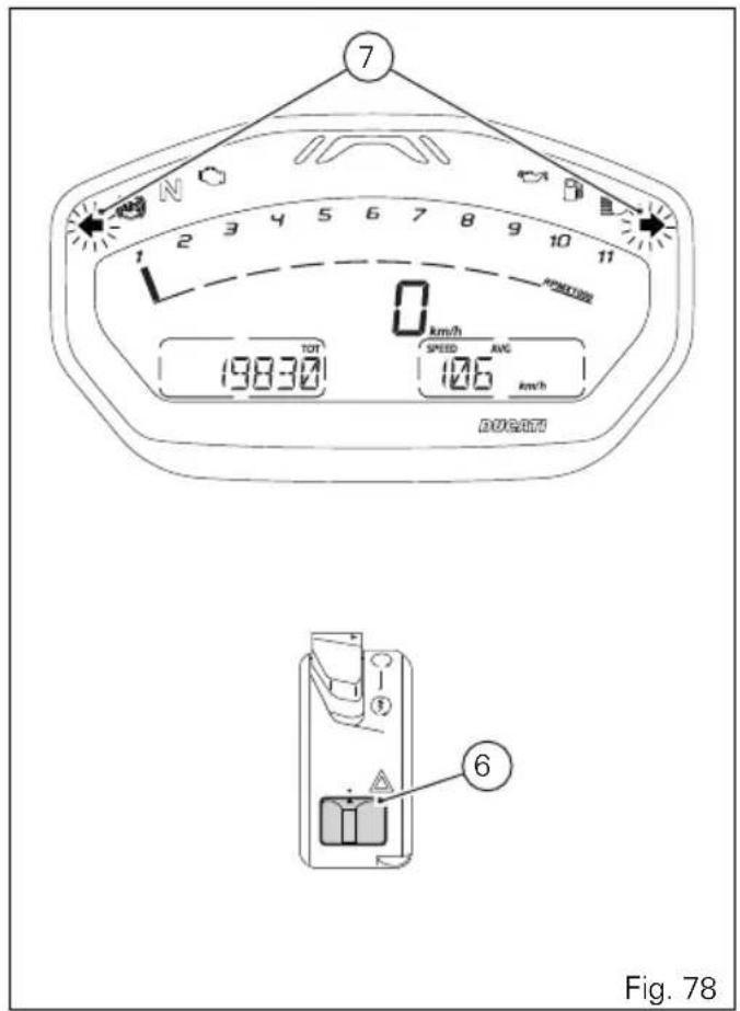 7 N 2 3 4 5 6 7 8 9 10 11 POMOTONE 0 km/h TOT 19830 SPEED AVG 106 km/h DURANT 6 Fig. 78