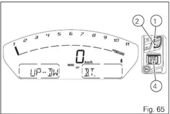 2 3 4 5 6 7 8 9 10 11 UP-1W 0 km/h MENU R.T. Fig. 65