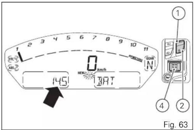 STC ABS 1 2 3 4 5 6 7 8 9 10 11 0 MENU km/h 397T GEAR N N 145 Fig. 63