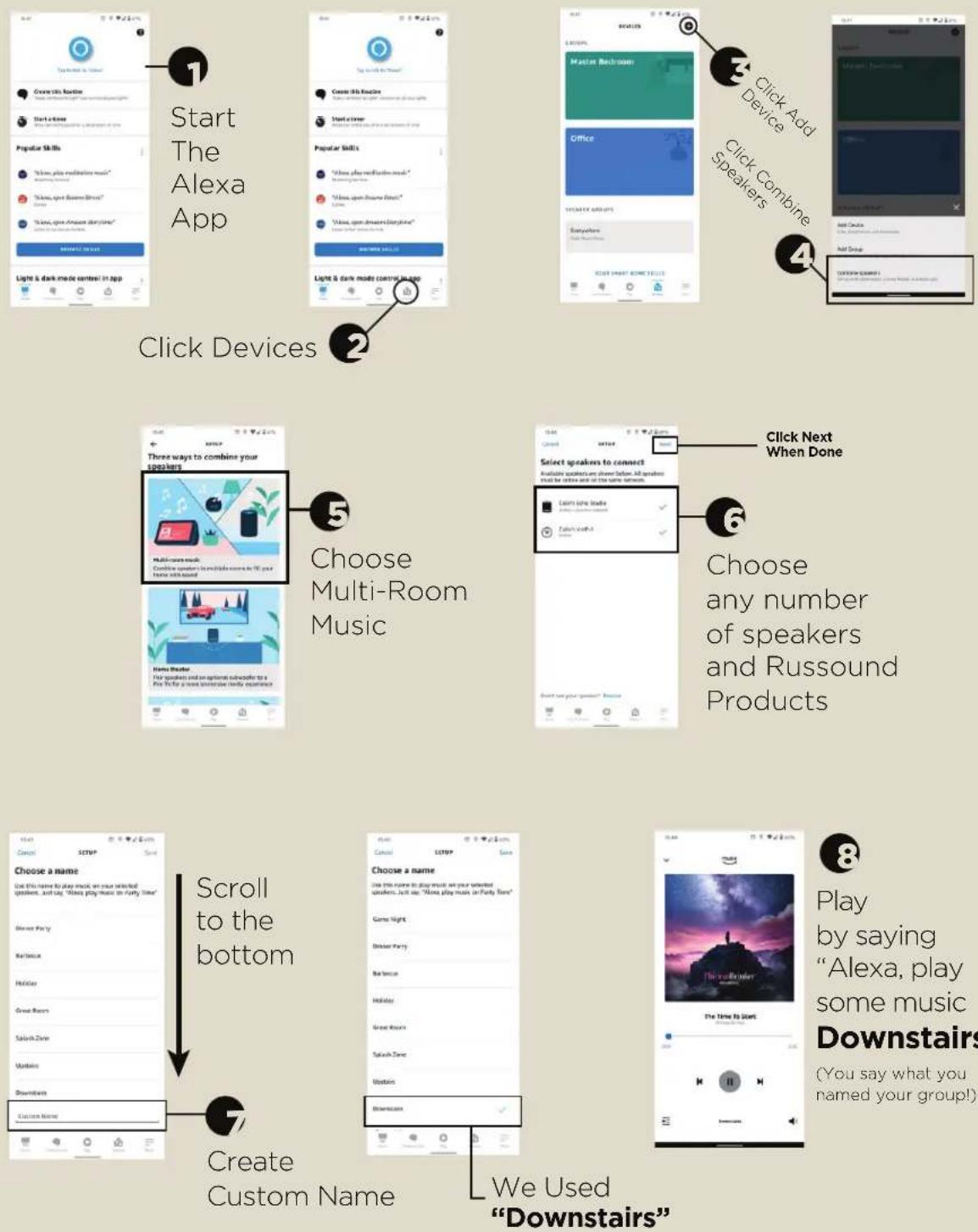 Russound V-KP-1 - Create Groups for Synchronized Audio by using the Alexa App - 1