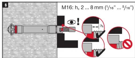 M16: h_s 2 ... 8 mm (1/16" ... 5/16")