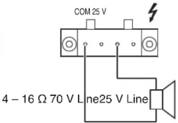 COM 25 V 4 - 16 Ω 70 V Line25 V Line
