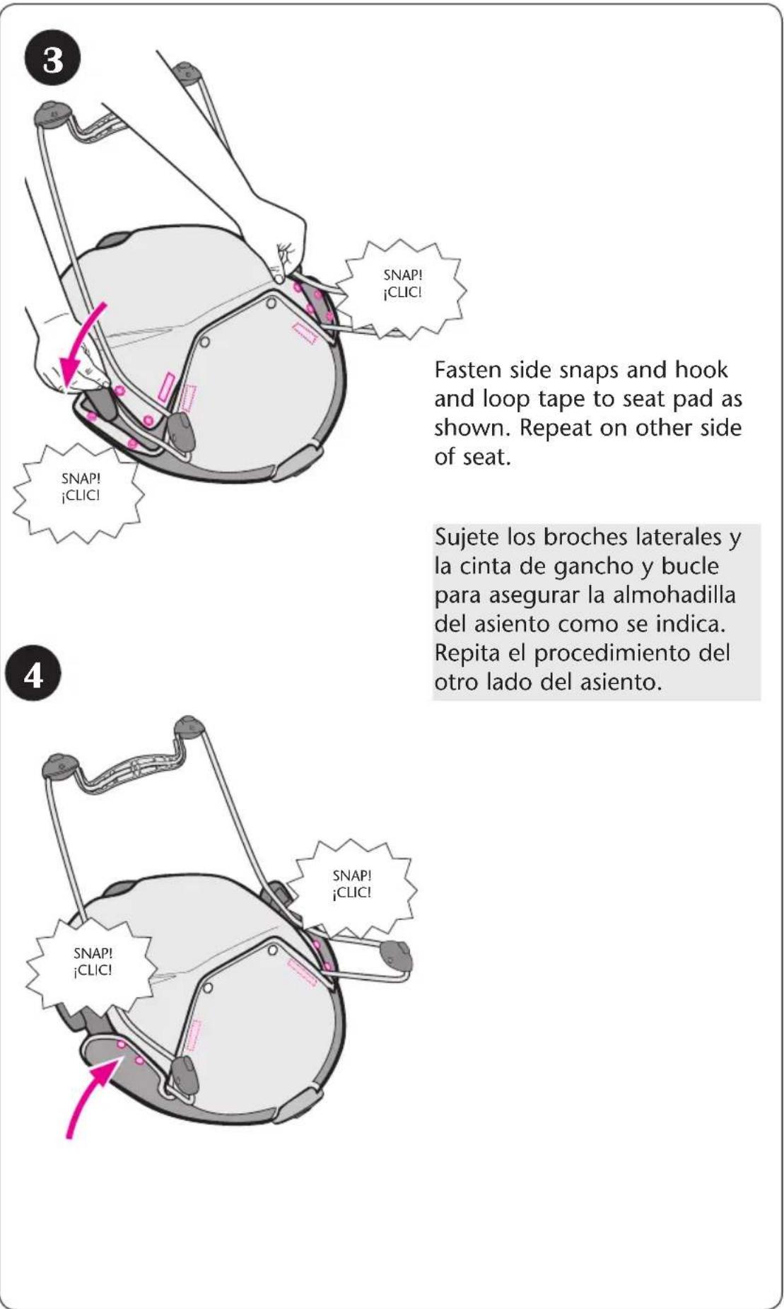 GRACO Soothing System Glider - Attaching Seat Pad • Instalación de la almohadilla del asiento - 3