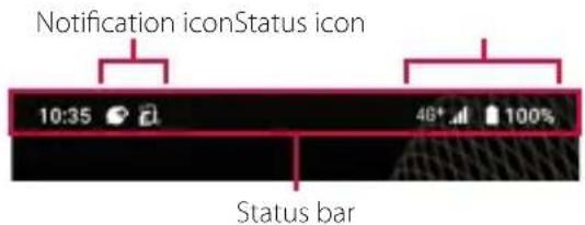 Notification iconStatus icon 10:35 46+ 100% Status bar