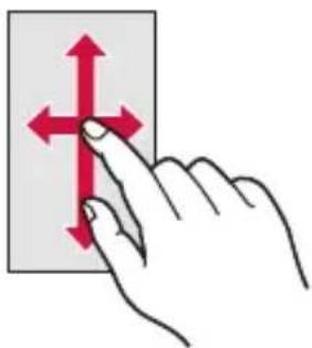 Hand pointing at a document with red directional arrows indicating left and right movement.