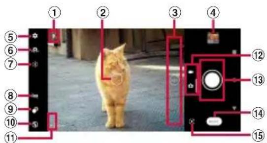 Labeled photo of a cat standing in front of a camera module with numbered annotations pointing to key components.