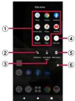 Screenshot of a mobile app interface with labeled UI elements and icons, showing numbered annotations for each step.