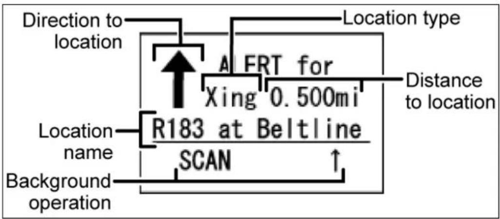 UNIDEN UBCD396XT - Reading the display in GPS mode - 2